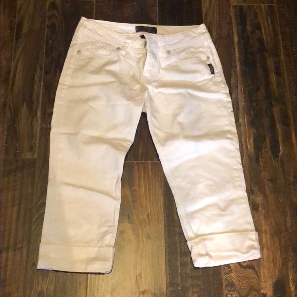 Silver white denim capris